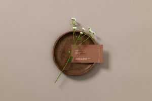 Business card with a flower mockup - Instant Download