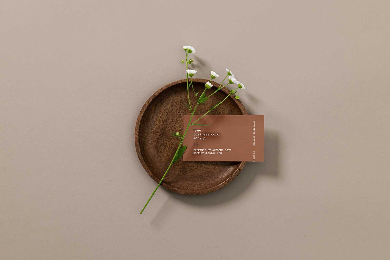 Business card with a flower mockup - Instant Download