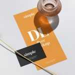 Business card with DL flyer mockup