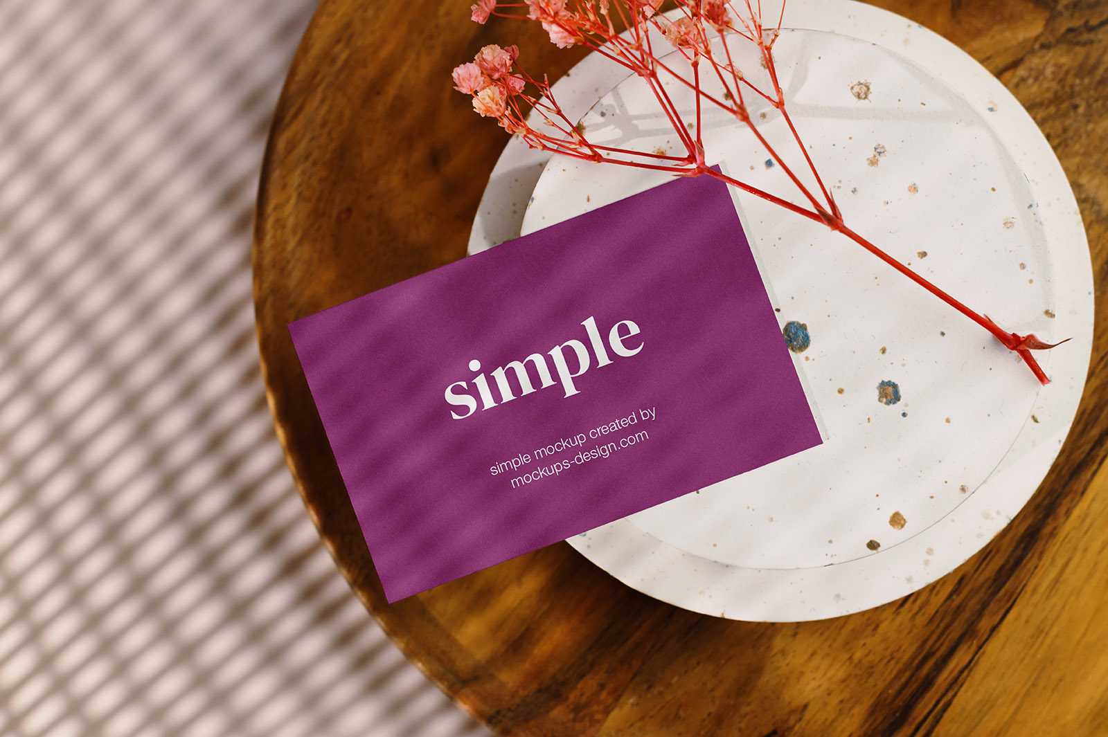 Business card with dried flower