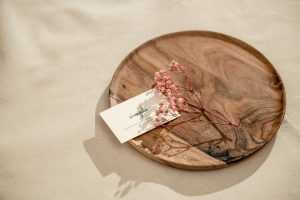 Business card with dried flowers mockup
