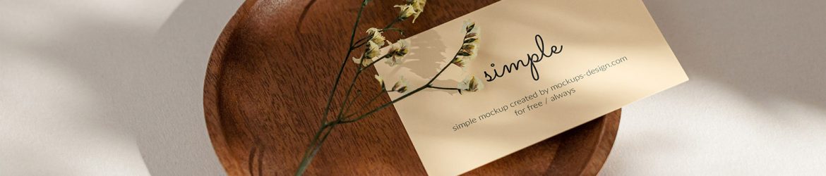 Business card with flower on tray mockup
