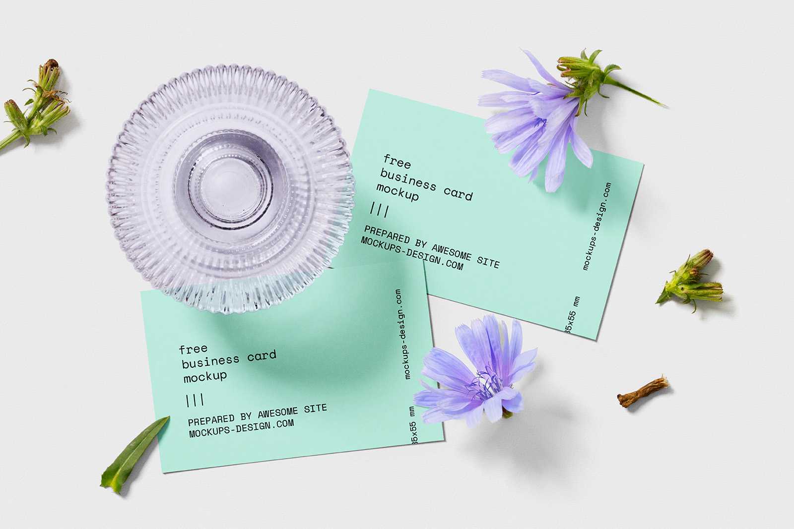 Business card with flowers mockup - Instant Download