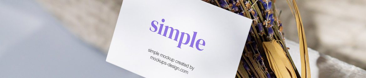 Business card with lavender mockup Business card with lavender mockup