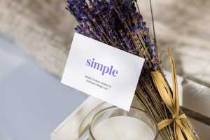 Business card with lavender mockup