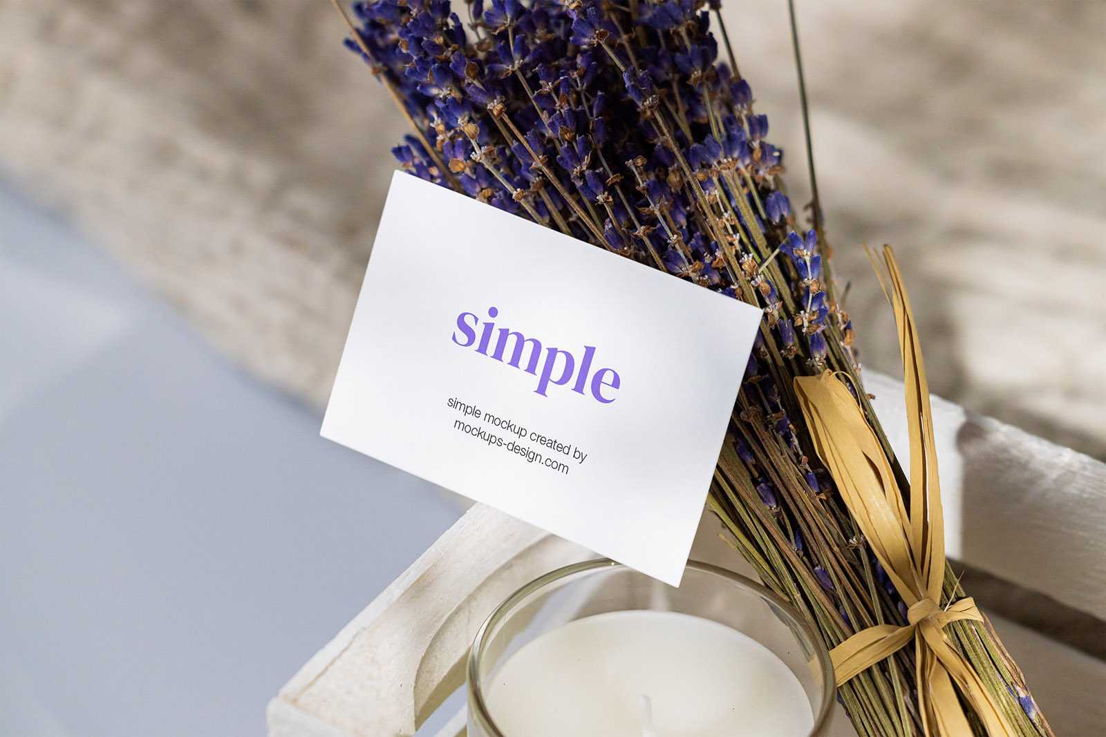 Business card with lavender mockup