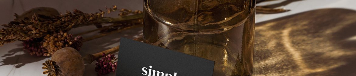 Business card with marble and bottle mockup