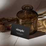 Business card with marble and bottle mockup