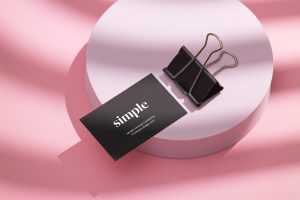 Business card with paper clip mockup