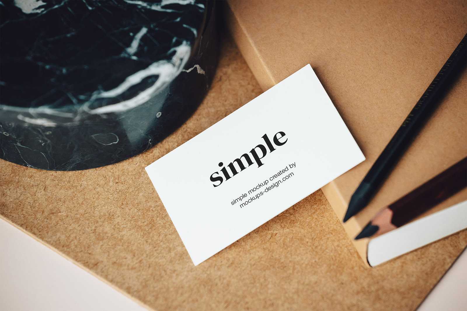 Business card with pencils mockup