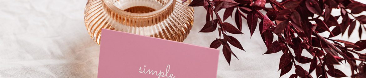 Business card with red plant mockup