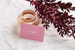 Business card with red plant mockup