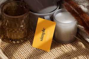 Business card with the candle mockup