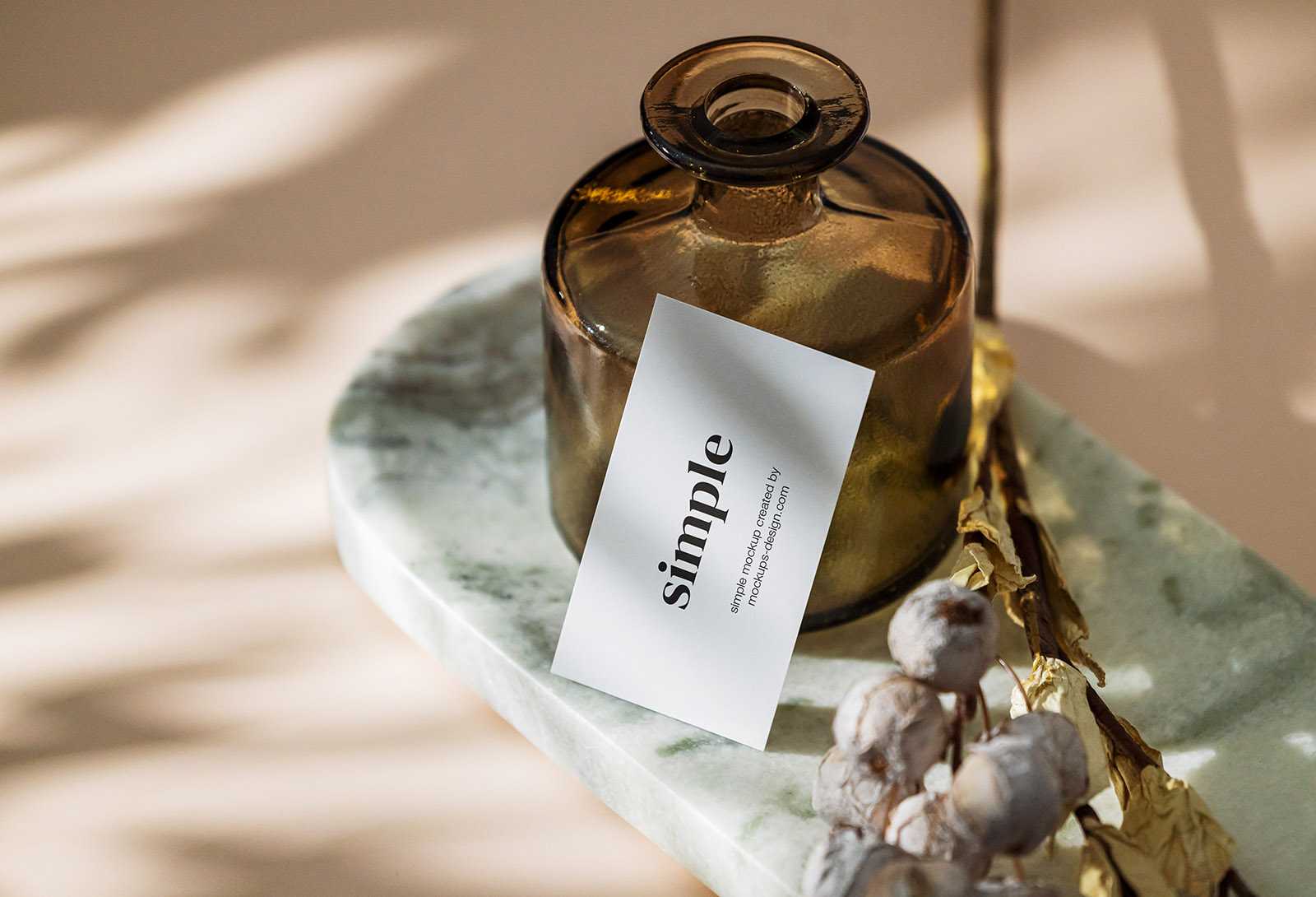 Business card with the dark vase mockup