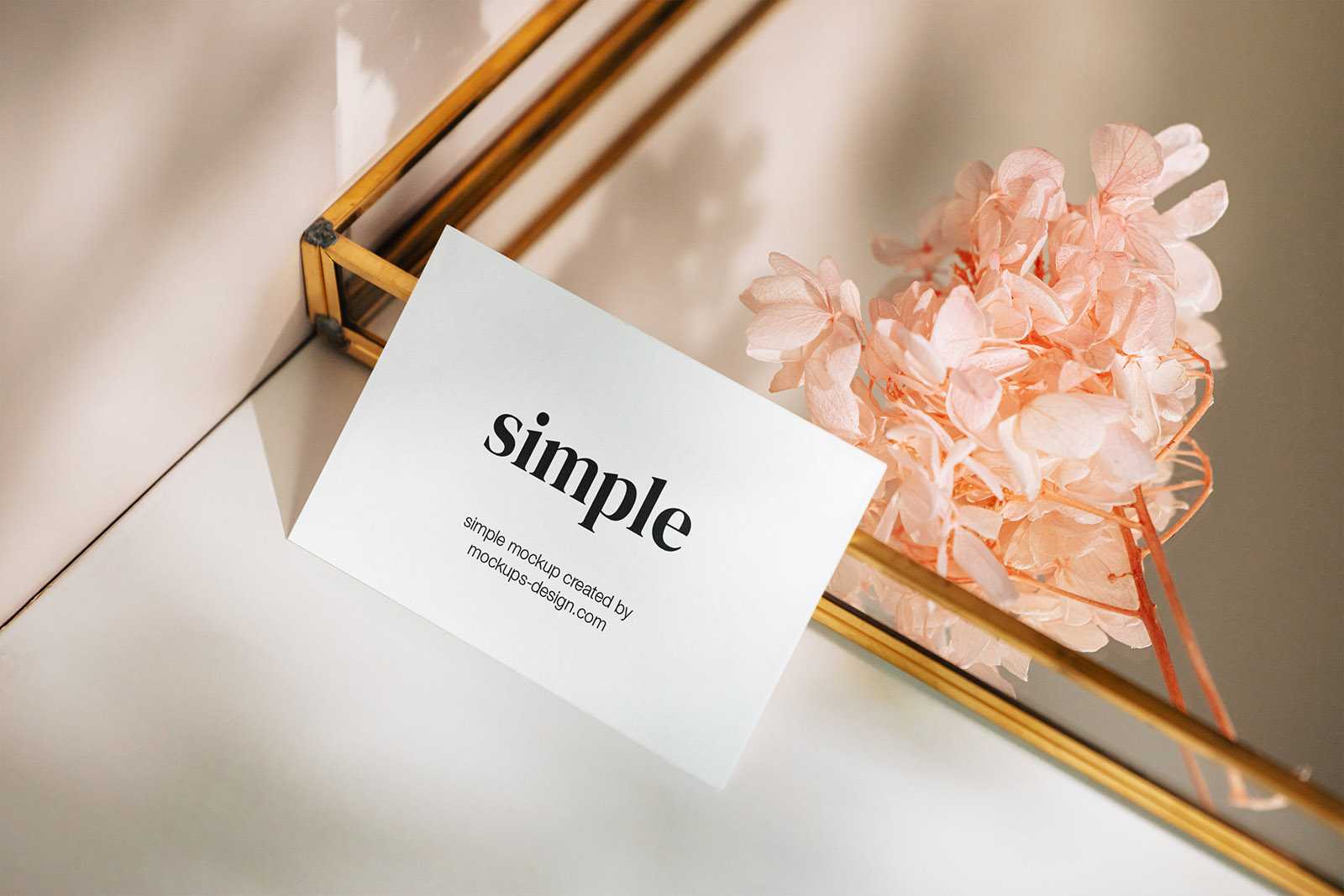 Business card with the mirror mockup