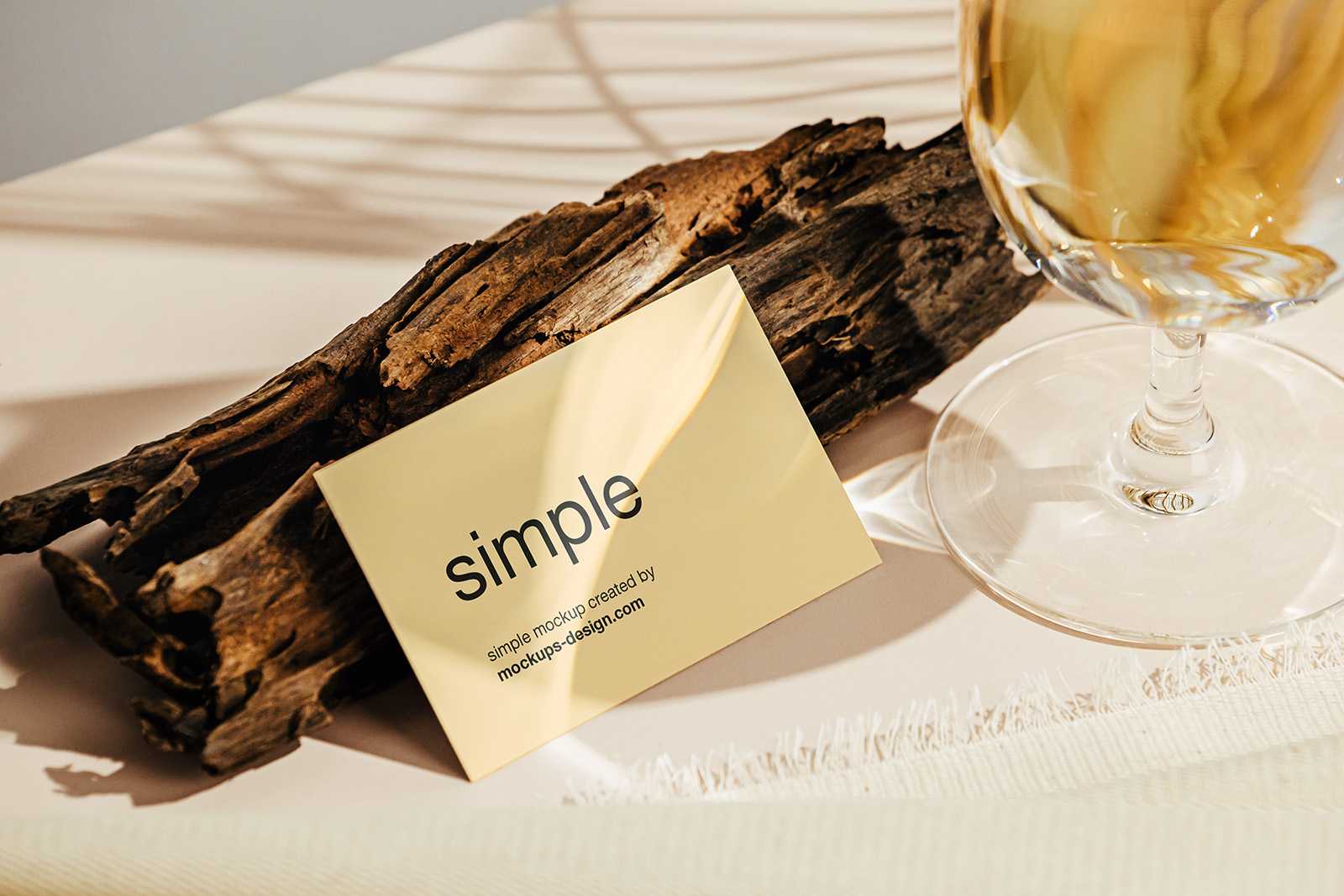 Business card with wood fragment