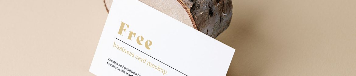 Business card with wood trunk mockup