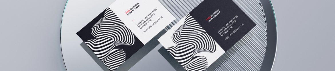 Business cards on a mirror mockup
