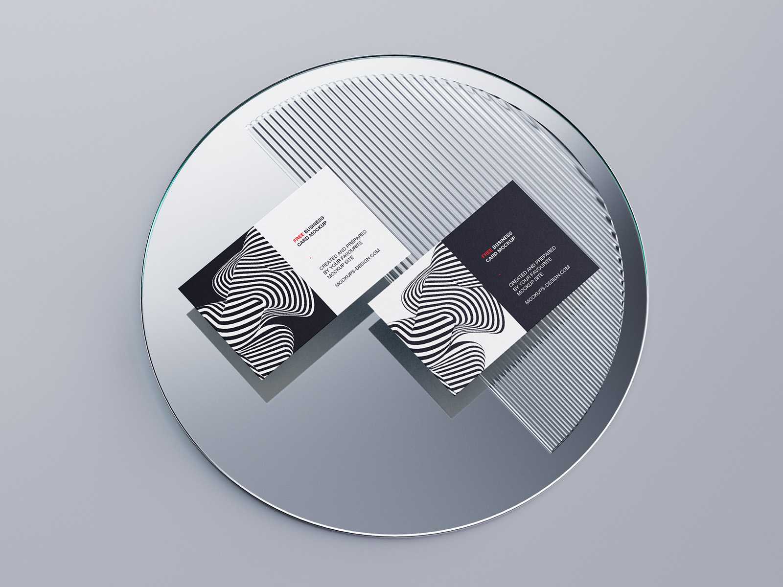 Business cards on a mirror mockup