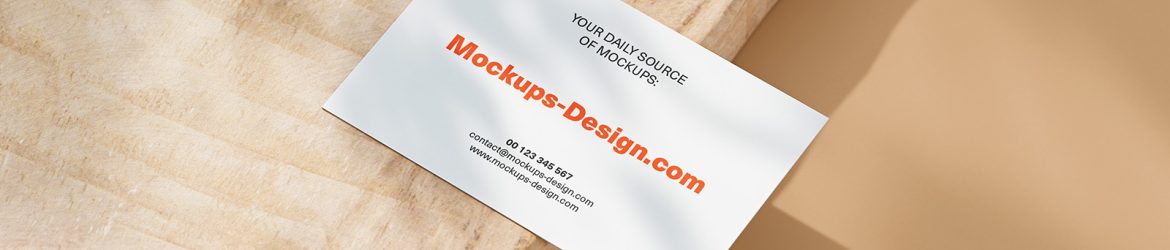 Business cards on a piece of wood mockup