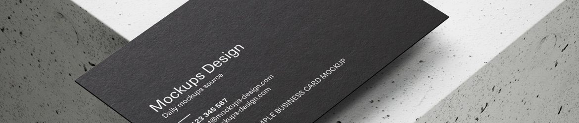 Business cards on concrete cube mockup