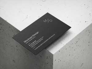 Business cards on concrete cube mockup