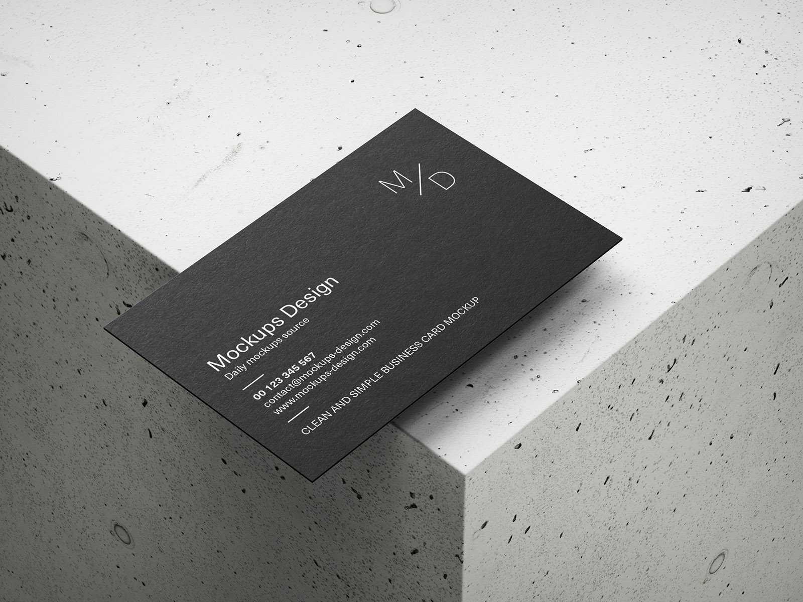 Business cards on concrete cube mockup
