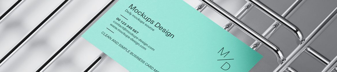 Business cards on metal grid mockup