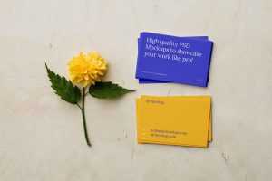 Business Cards on Plywood Mockup