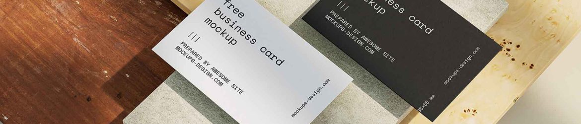 Business Cards on Tiles Mockup
