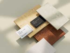 Business cards on tiles mockup