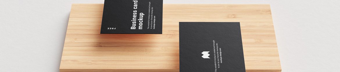 Business cards on wood tile mockup - Free mockup