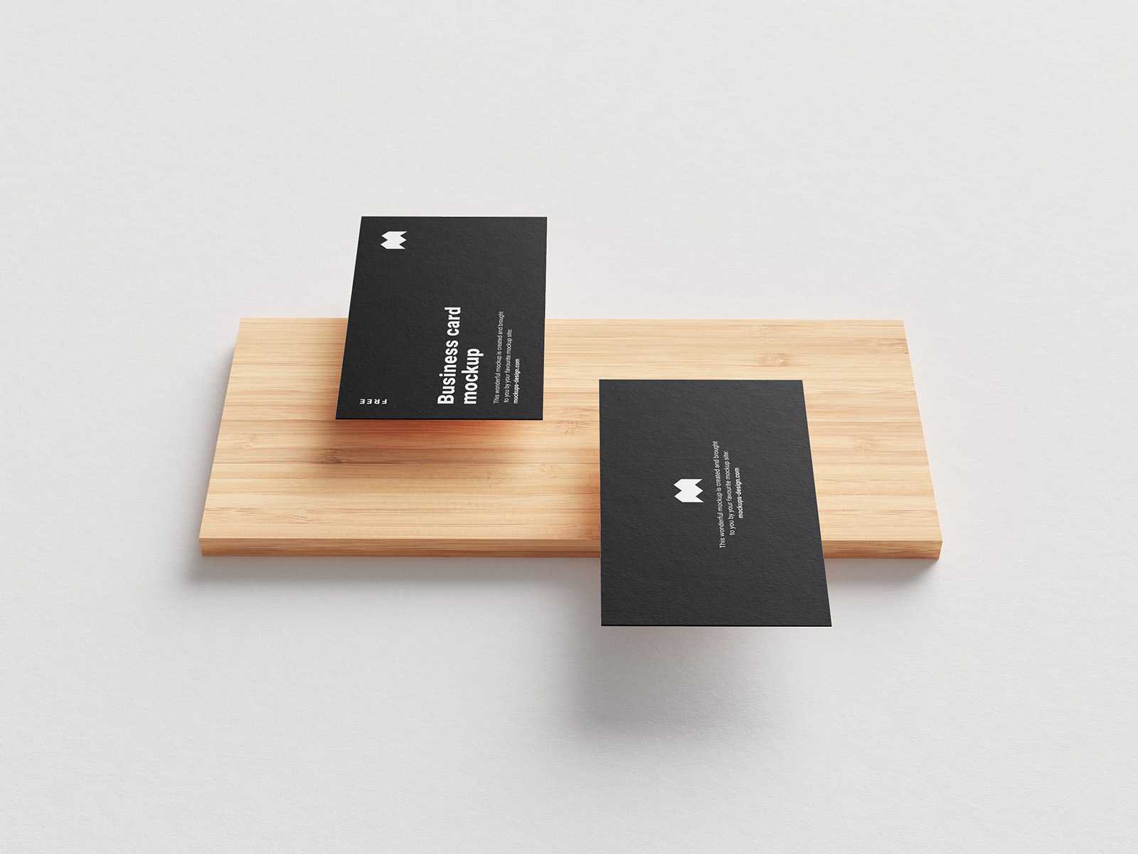 Business cards on wood tile mockup - Free mockup