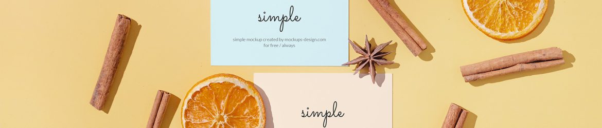 Business cards with dried oranges mockup