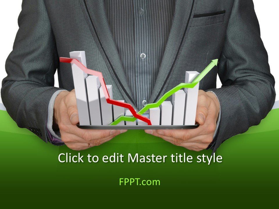 Business Man with Chart PowerPoint Template