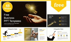 Businessman Hand Golden Key PowerPoint Templates