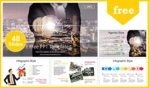 Businessman House Icon Touch PowerPoint Templates