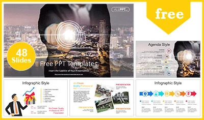 Businessman House Icon Touch PowerPoint Templates