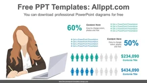 Businesswoman Chart PowerPoint Diagram