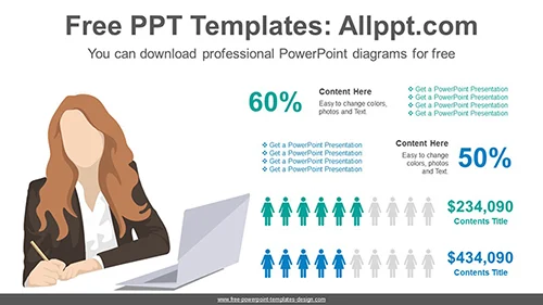Businesswoman Chart PowerPoint Diagram