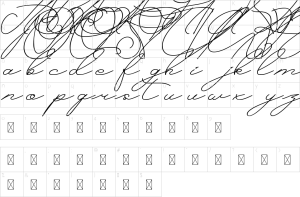 Mapa de caracteres da fonte Butterlies Font