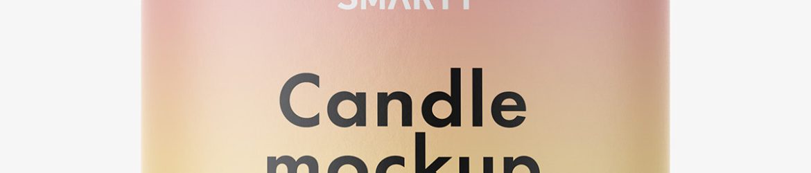 Candle in amber glass jar mockup