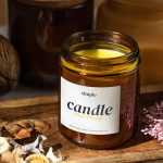 Candle in amber jar mockup