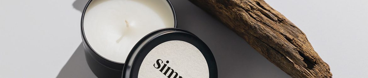Candle in black tin mockup