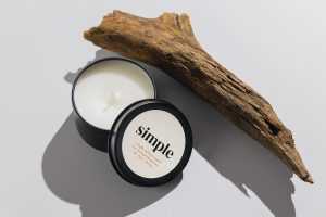 Candle in black tin mockup