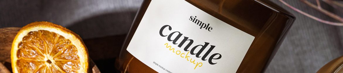 Candle in brown jar mockup