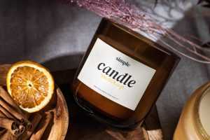 Candle in brown jar mockup