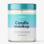 Candle in clear glass jar mockup