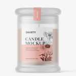 Candle in frosted glass jar mockup