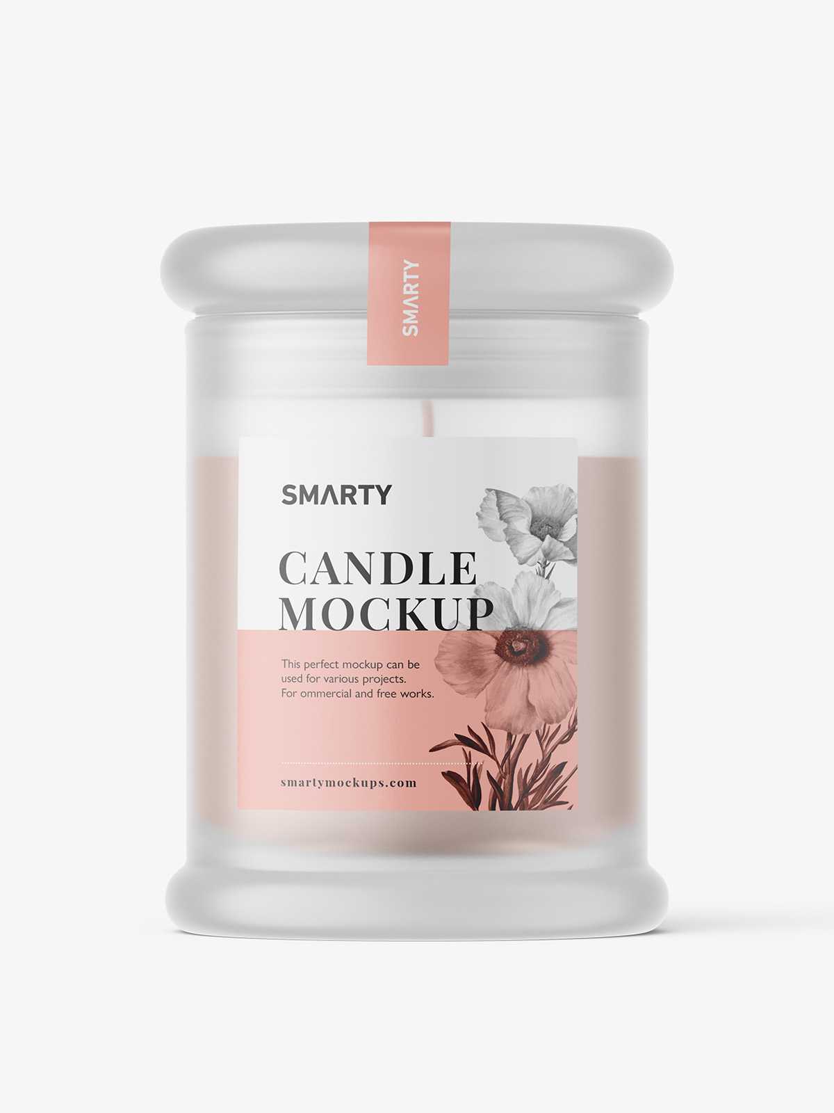 Candle in frosted glass jar mockup
